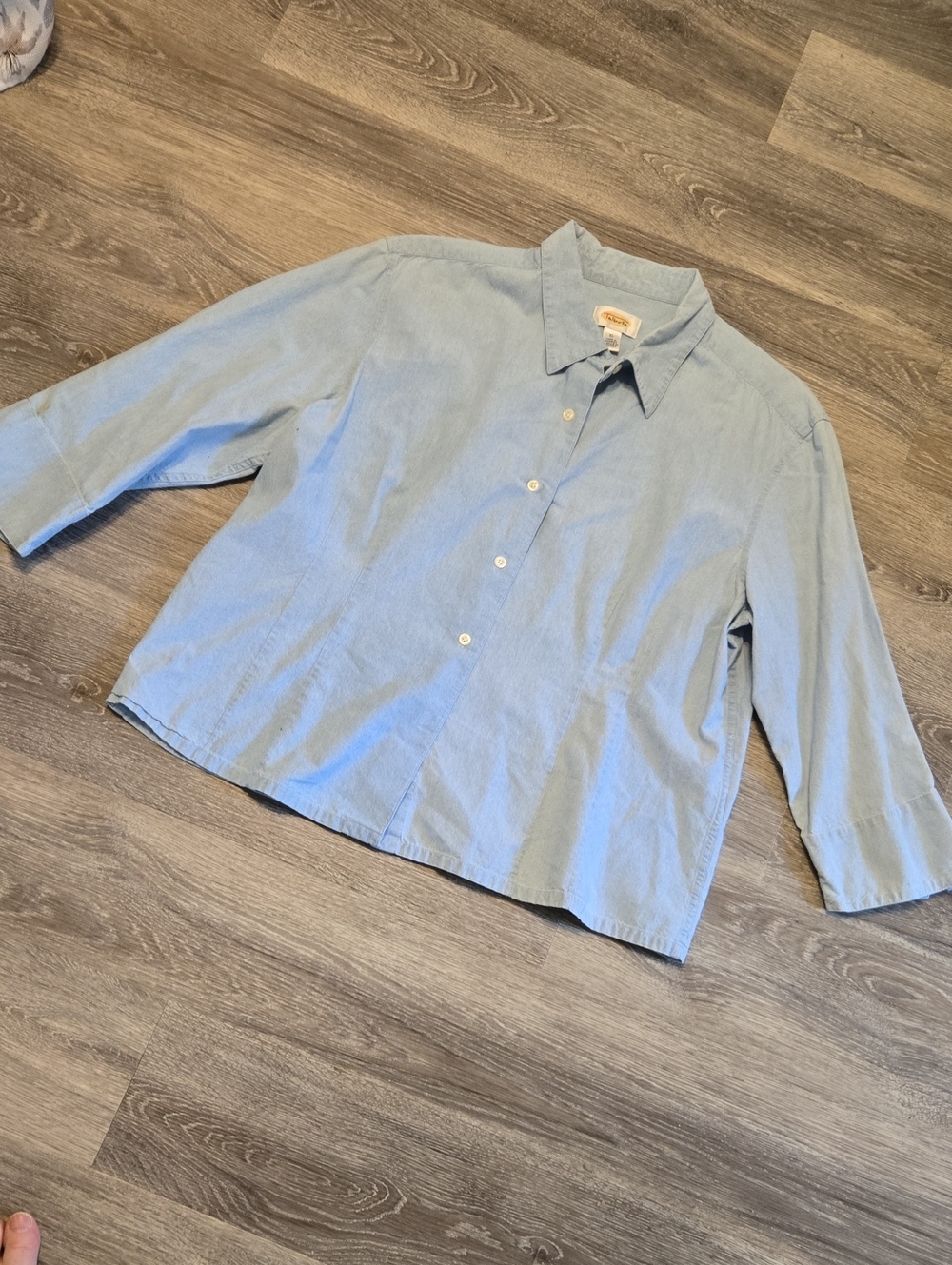 Talbots Cotton Chambray But In Front Top Size XL